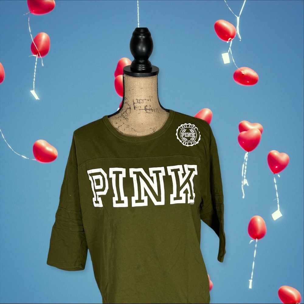 PINK Olive Green Tee in Size Medium